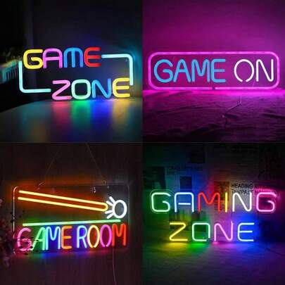 1pc Game Zone Neon Sign Light, USB Powered Game Neon Sign, LED Neon Light Decoration Adjust Brightness, Handmade Decoration Neon Light, For Gamer Gift, Neon Sign For Bedroom, Game Room, Man Cave, Video Game Party