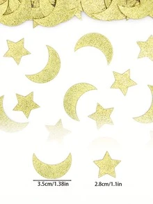 100pcs Of Colorful Confetti Featuring Stars And Moons, Perfect For Decorating Scenes For Middle Eastern Moon Festivals.