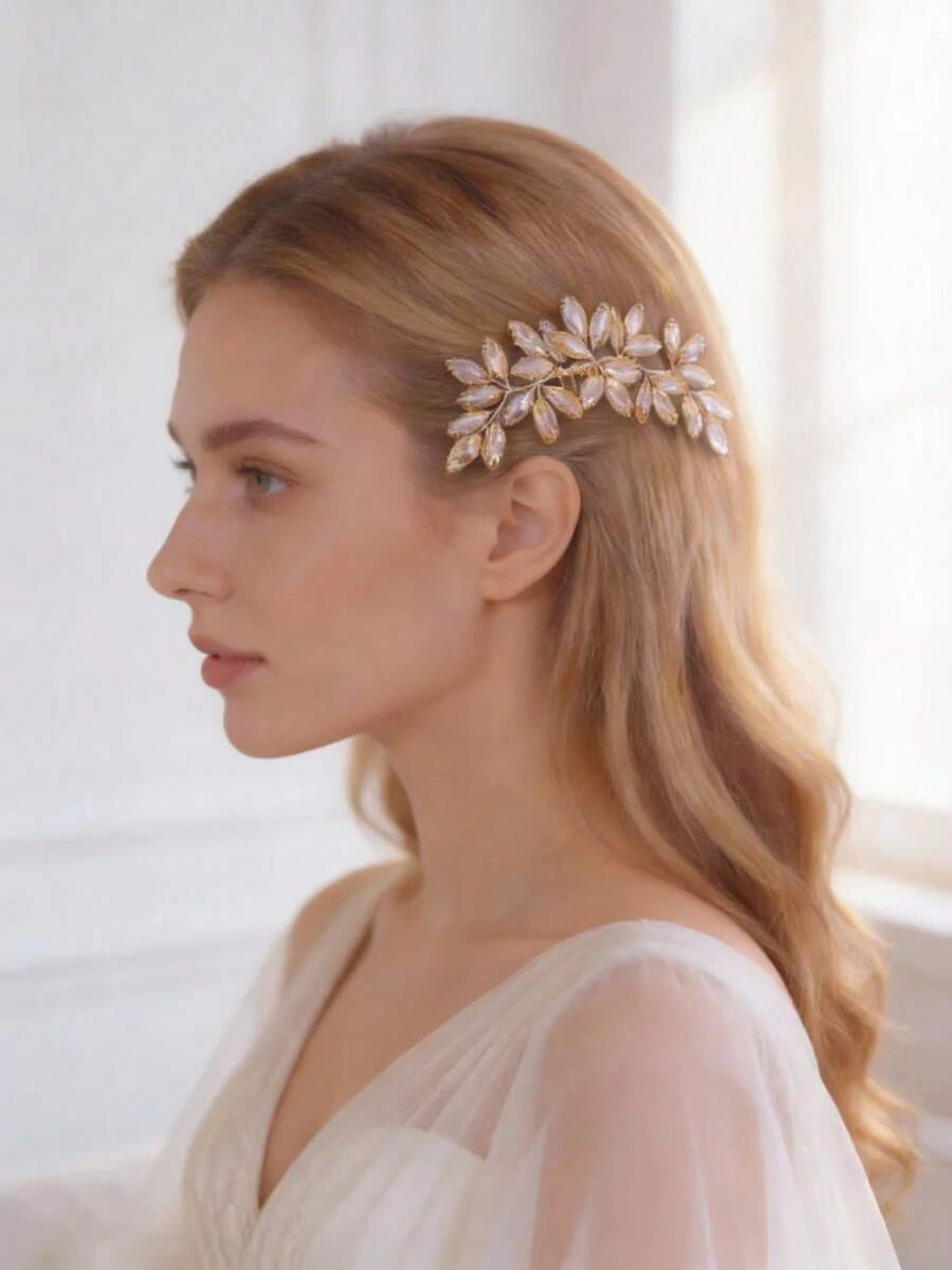 1 chiếc lược cài tóc pha lê thanh lịch dành cho nữ, phụ kiện tóc đính đá, phụ kiện đội đầu lãng mạn cho cô dâu trong đám cưới, trang trí tiệc công chúa. - Rượu sâm banh - Xem 1