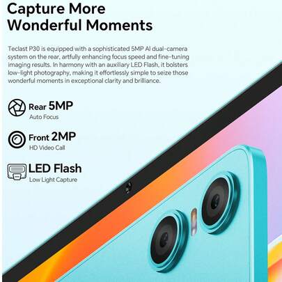  Teclast P30 10.1 Inch Tablet PC, Powered By Unisoc T606 CPU, Supports Up To 12GB RAM (4GB+8GB Expandable), 128GB Storage, Wi-Fi Enabled, 6000mAh Battery, Android 15 OS, Global LTE Tablet For Gaming, Office, And Kids. Limited-Time Offer, Comes With A Random Color Genuine Leather Protective Case.