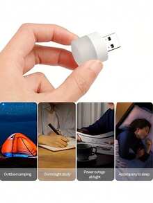 USB Mini Night Light, Eye-Caring Reading Lamp With USB Port, Suitable For Bedside Lamp, Power Bank, Car Interior Light, Decoration, Round Reading Eye-Caring Lamp - White - View 9