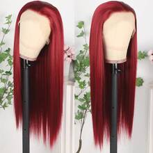 Gorgeous Neon Green Hair Synthetic Lace Front Wigs 28 Inch Pre Plucked Long Straight Hair Wigs Glueless Halloween Wigs Heat Resistant Fluorescent Green Straight Lace Front Wigs For Fashion Women For Daily Christmas Party Cosplay Use - 紅色 - 查看 4