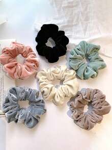 3pcs Women's Autumn/Winter Velvet Hair Accessories, Solid Color Velvet Scrunchies, High Elastic Large Ponytail Holders, Elegant And Versatile Hair Ties, Suitable For Daily Use (Random Color) ,Scrunchy Hair Ties Elastic Band - Multicolor - View 1