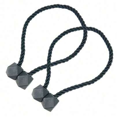 Set Of 2 Magnetic Curtain Tiebacks For Storage; No Drilling Or Tying Required.