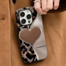 Leopard Heart Black presenta un diseño elegante dos en uno, proporcionando varias protecciones para iPhone 16/15/14/13/12/11 Pro Max. - Colores mixtos - Ver 3