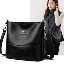 Multineos Comercial Large Leather Shoulder Bag For Women, Work, Everyday Use, Vintage PU Leather - màu đen - Xem 1