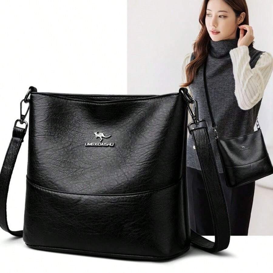Multineos Comercial Large Leather Shoulder Bag For Women, Work, Everyday Use, Vintage PU Leather - màu đen - Xem 1