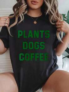 % Cotton Womens Peace. Love Coffee Morning Ritual Positive Vibes O-Neck-Shirt Crew Neck Short Sleeve-Shirt. Casual Print Graphic Cotton Tees Women Tops Graphic Tees Women Crop Tops Couple Tee Art Outfits Women-Shirt - 黑色 1pcs MEN4 - 查看 8