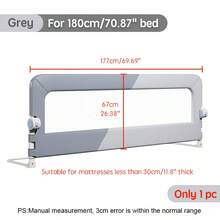 PANGDUBE Barrera Protectora para Cama de Bebé y Niños | Base Amplia en Forma U sin Necesidad de Taladrar | 7 Tamaños, Fundas Lavables a Máquina | Altura Ajustable | Delimitador de Cuna con Malla - Gris y blanco - Ver 16