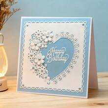 1个心形花朵金属切割模具，DIY剪贴簿压花模板，手工卡片装饰切割模具，礼品卡制作