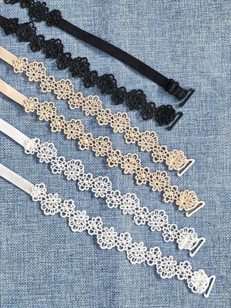 花朵蝴蝶装饰文胸肩带，甜美性感，适合露肩装，涤纶材质，可水洗重复使用。