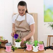 10/20个装植物育苗盆，带保湿罩，塑料园艺盆，种植容器，带底座和铲子，小型种子萌发盘，适用于蔬菜、花卉、花园植物 - 彩色 - 查看 6