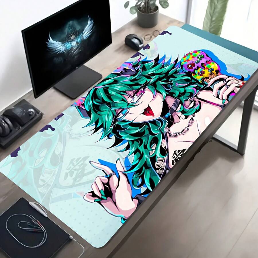1pc Large Gaming Mouse Pad With Cute Anime Girl Design - Non-Slip Rubber Base, Washable Surface, Long Desk PC, Office, Gaming Setup - Gamers & Anime Fans (Large Computer), Office Workspace, Playful Aesthetic, Smooth Texture, Extended Mousepad, Office Workers, Mouse Pad, Desk, Mouse Pad Desk, Cool Boy, Pink Girl Gaming Setup, Mouse Pad Women Desk Special Offer, Large Mouse Pad Women, Women'S Mouse Pad, Gaming Mouse Pad, Gaming - 15.75*31.5英寸 - 查看 1