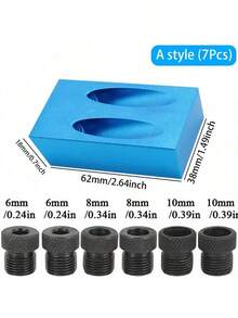 1套15度角木工斜孔定位器,藍色斜孔定位鉆,3點鉆