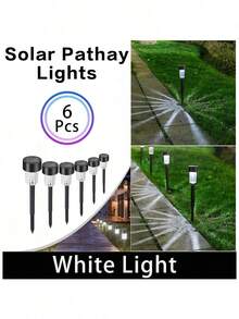 1/6/10 件太阳能花园灯，LED 路径灯，防水户外景观照明，适用于庭院、车道、露台、草坪，黑色