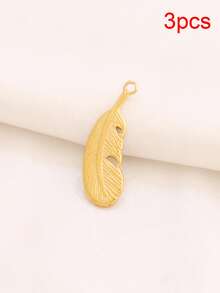 3个不锈钢叶子吊坠，适用于DIY珠宝制作，18K镀金植物吊坠珠宝配件