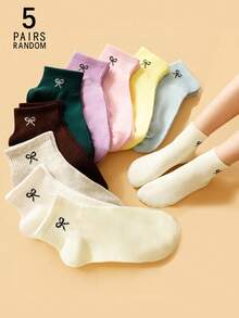 1/5/10 Pairs Women Butterfly Pattern Simple Fashion Comfortable Breathable Ankle Socks - Multicolor - View 6