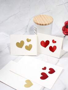 10张极简心形图案贺卡套装，优雅白色卡片搭配金色和红色烫金心形设计，简约爱情留言卡，适用于情人节、周年纪念日、婚礼、生日和日常祝福，现代浪漫空白留言卡，可用作礼盒内衬、信封填充物、派对回礼配件和贴心小礼物搭配。 - 10X7X0.1cm - 查看 3