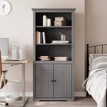 vidaXL Bibliothèque BODO gris 82x40x173 cm bois de pin massif - Gris - Voir 1