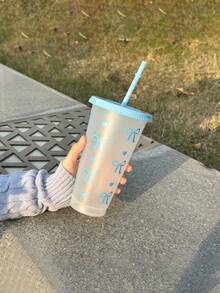 1pc Reusable Cute Pink Bow Plastic Cup With Lid And Straw, Transparent, Suitable For Iced Coffee, Water, Juice, Soda, Great For Beach, Wedding, Birthday, Holiday, Christmas, Halloween, Party, Office, Pool, Events, Dates, Outdoor Activities, Sports Bottle, Outdoor And Daily Use Water Bottle (Note: The Product May Have Some Scratches During Transportation, But It Does Not Affect The Use) - Multicolor - View 5