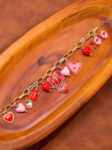 1 pieza Brazalete con colgante de globo de amor, flor de rosa y corazón, diseño único, sin caja de regalo - multicolores 10 - Ver 2