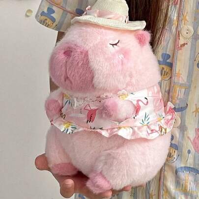 1pc 25cm/9.84in Cute Pink Capybara Plush Stuffed Doll Pillow Cartoon Decor Doll, Perfect Gift For Friends And Girlfriends, Ideal For Valentine's Day, Easter