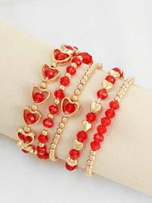 1 Set Vintage Bohemian Style Casual Heart Beaded Bracelet (Random Color) - Multicolor 3 - View 5
