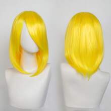 Karida 14-Inch Synthetic Fiber Cosplay Wig With Bangs, Layered Straight Hair, Unisex Cosplay Wig, High Density, Natural-Looking Cosplay Wig For Men And Women