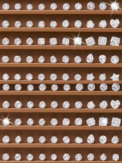 50颗耳钉套装，时尚休闲简约风格，适合日常佩戴、度假、约会、节日礼物、约会首饰、度假配饰、耳环、时尚耳钉、首饰、高品质耳环、小巧耳环、多件装耳环、首饰爱好者