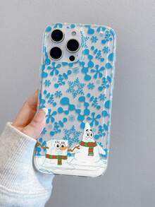 SpongeBob SquarePants 1个卡通趣味全屏蓝色雪花海星雪人图案减震透气手机壳，兼容三星/苹果17/16/15/14/13/12/11 Pro Max/12 Pro/14 Plus及其他型号 - 彩色 - 查看 3