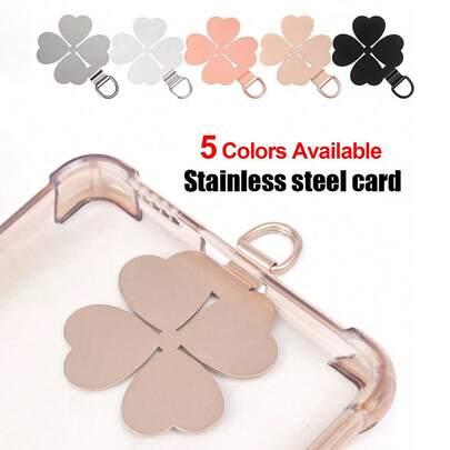 304#不锈钢四叶草心形手机支架，手机指环扣，手机挂绳，手机壳充电口固定指环扣，送给母亲、家人、朋友的礼物，生日、节日手机装饰，手机链