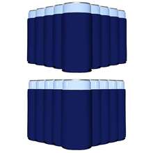 PartyPrints 25 Pack Navy Blue Blank Slim Can Cooler Sleeves | Plain Seltzer Customizable Bulk Coolers For Beer Bottles & 12oz Tall Cans | Skinny Collapsible Drink Insulated Sleeve - 海軍藍 - 查看 1
