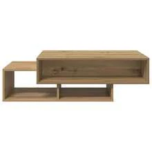 Table basse vidaXL en chêne artisanal 105x55x32 cm, ingénierie du bois - Tabac - Voir 4