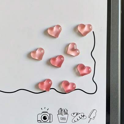 10/15/20pcs Pink Heart Shaped Refrigerator Magnets, Minimalist & Cute Decorative Magnets For Fridge, Whiteboard, Storage Cabinet, Dishwasher, Kitchen Decor, Home Decor, Valentine's Day Gift