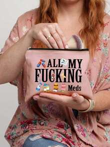 Humorous 'all My ' Canvas Pill Organizer - Zippered, Reusable Medicine Bag For Travel & Cosmetics, Stylish And Multifunctional Storage Bag, Suitable For Cold Medicine, Thermometer, And Portable Toiletries. Perfect For Vacations, Office, Everyday Use. A Suitable Birthday Gift, Ramadan Gift, Islamic Gift, Holiday Souvenir - Multicolor - View 16