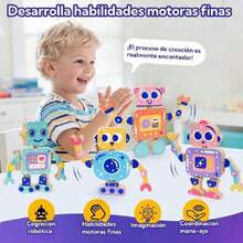 Juguetes de Robots para Niños 3-5 Años, Montessori de Madera para Armar, 28 Piezas, Juguete Educativo Stem para Desarrollar Motricidad Fina, Regalo para Niños y Niñas,37853352 - Multicolor - Ver 5