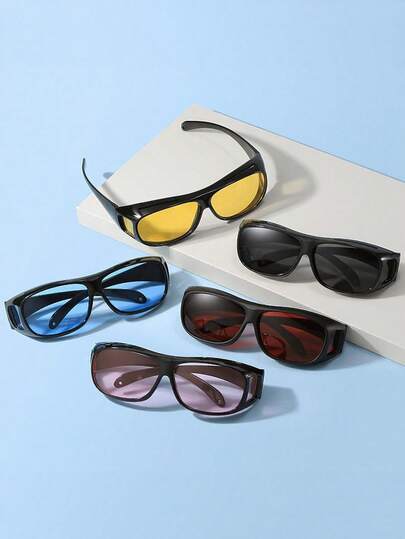 2 副高清防风防撕裂驾驶眼镜，男女通用，适合驾驶和骑行。