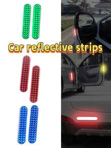 2张反光车门安全警示贴纸 - 高可见度防碰撞警示贴纸，耐候防水乙烯基材质，保护车辆 - A - 查看 1