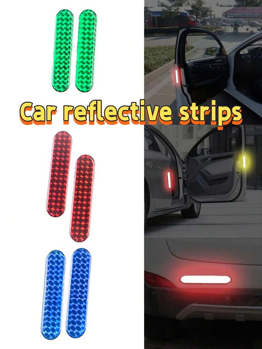 2张反光车门安全警示贴纸 - 高可见度防碰撞警示贴纸，耐候防水乙烯基材质，保护车辆 - A - 查看 1