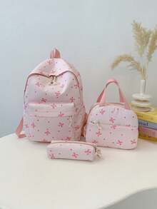 新款蝴蝶印花笔记本电脑背包，适合小学、初中和高中学生使用。 - 粉色 - 查看 12