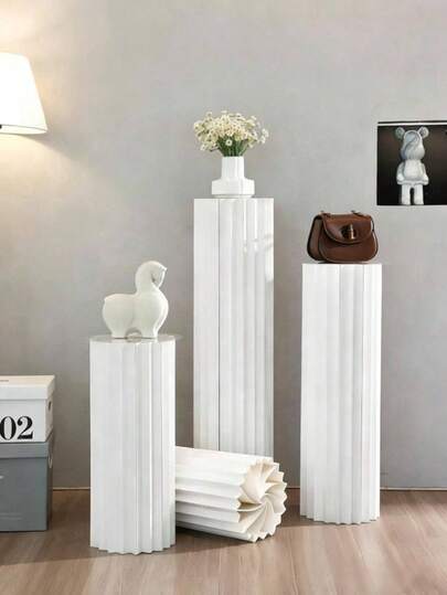 1/3/4 piezas Base portátil reutilizable de cartón, Soporte de columna plegable, Accesorio de boda, Columna de exhibición de piso, Caja base DIY con tapa redonda plegable Soporte de tubo de papel, Boda, Cumpleaños, Soporte para pastel, Fiesta de vacaciones, Fiesta al aire libre, Decoración del hogar, Decoración de la habitación, Graduación, Útiles escolares