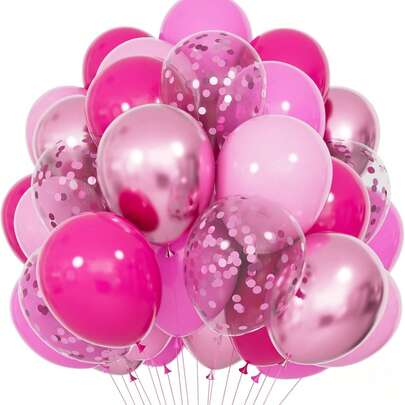 27pcs 10-Inch Pink Chrome, Light Pink, Burgundy And Pink Confetti Latex Balloons Set, Suitable For Birthday, Wedding, Baby Shower, Princess Party, Anniversary, Bridal Shower, Graduation, Fairy Tale Party