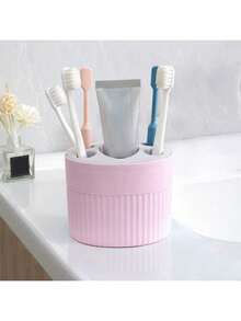 Toothbrush Holder, Desktop Toothbrush & Toothpaste Storage Rack, Suitable For Bathroom, Home, Decoration For Autumn, Back To School - White - View 7