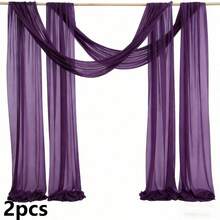 2 tấm vải voan trang trí cổng cưới, kích thước 75*300cm, màu trắng, chất liệu polyester, thích hợp cho lễ cưới ngoài trời, tiệc sinh nhật, có thể tái sử dụng và giặt được. - Nhiều màu - Xem 11
