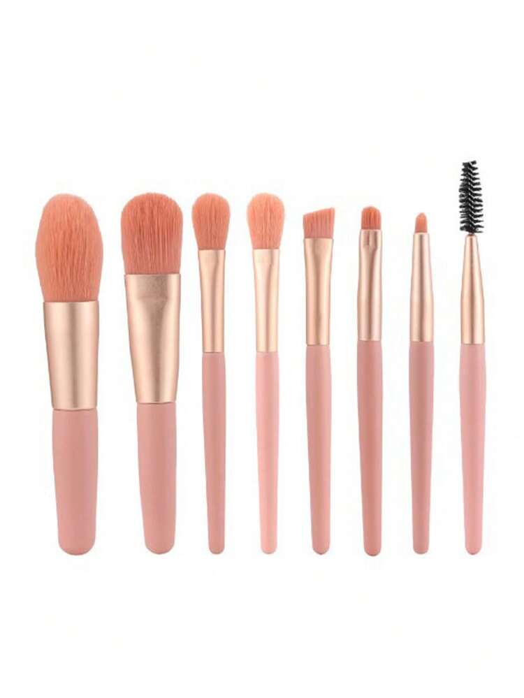 8pcs/1pc Macaron Shaped Mini Makeup Brush Set, Comes With Portable PVC Storage Bag. The Set Includes: Blending Brush, Foundation Brush, Blush Brush, Powder Brush, Contour Brush, Eyebrow Brush, Highlighter Brush And Eyeshadow Brush. Lightweight And Portable, Perfect For Travel And As A Gift For Women, Suitable As A Gift Set Or Christmas Present. - Multicolor - View 12