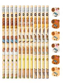 6Sets Capybara Party Favor Set Cute Animal Pencils Erasers Pack Class Reward Prize Birthday Gift Classroom Office Supplies - Multicolor - View 7