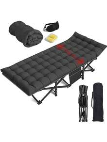 JM VAAL Cama plegable EXTRA resistente 190x80 cm, 300 lb, estructura de acero anti-humedad portátil, diseño y silencioso anti-ruido, ideal para terrazas CDMX, oficinas en casa, emergencias por sismos, y cuidado de la salud mental. - Negro - Ver 14