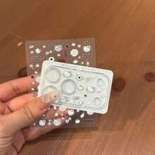 Sanrio 闪亮猫咪爱心镜头膜套装，包含镜头膜和贴纸，高清镜头膜，兼容苹果 17Promax/17Pro，相机镜头膜，保护膜 - 閃銀色鏡頭膜+棒棒糖kit貓 - 查看 8