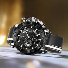 POEDAGAR's New Three Eye Six Pin Quartz Watch Features A Leather Strap That Showcases Your Personal Charm And Unique Craftsmanship - Rose Gold - View 8