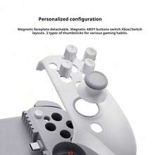 GAMESIR G8+ MFi Professional-Grade Stretch Handle; Wired Type-C Direct Connection Ensures Zero Latency; Detachable Panel Design; Hall Effect Joystick For Wear Resistance; Precise Control And Comfortable Grip; Grey-White Color. - Off-white - View 6